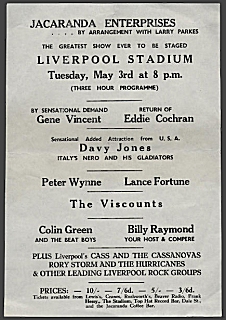 Poster for the appearance of Gene Vincent